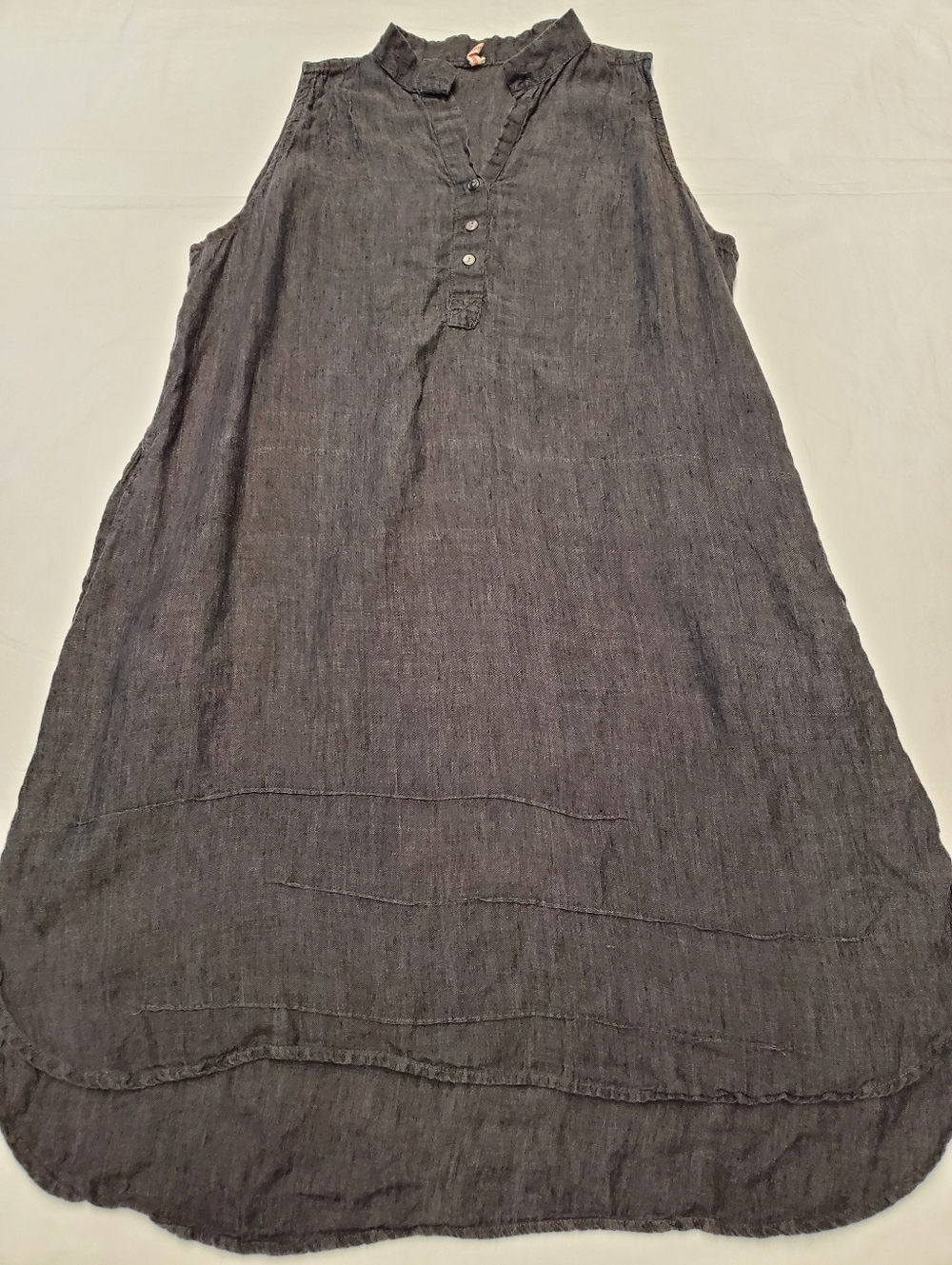 South Street Linen Sleeveless Tunic Dress Faded Black Minimalist Coastal Luxe 3